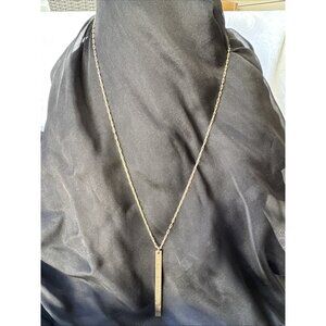 Dainty 17.5" Drop Chain Bar Charm Pendant Goldtone Statement Necklace NEW